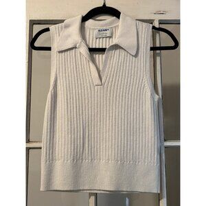 Old Navy Ribbed Knit Collared Tank White Size M